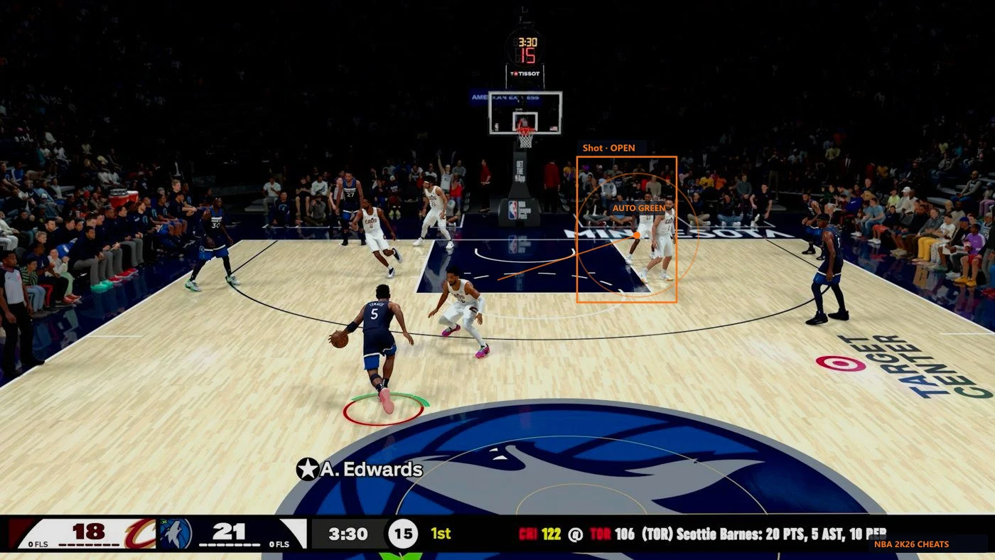 Auto Green overlay in NBA 2K26 Park gameplay